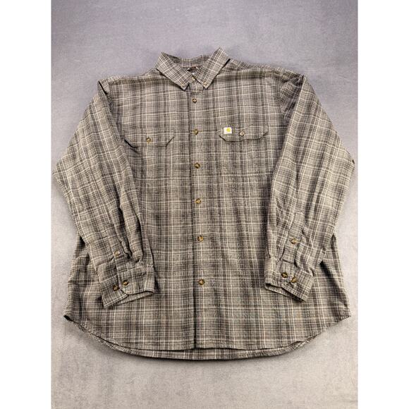 Carhartt Flannel Shirt Rugged Flex Relaxed Fit Workwear Mens 3XL Gray Plaid - Picture 1 of 7